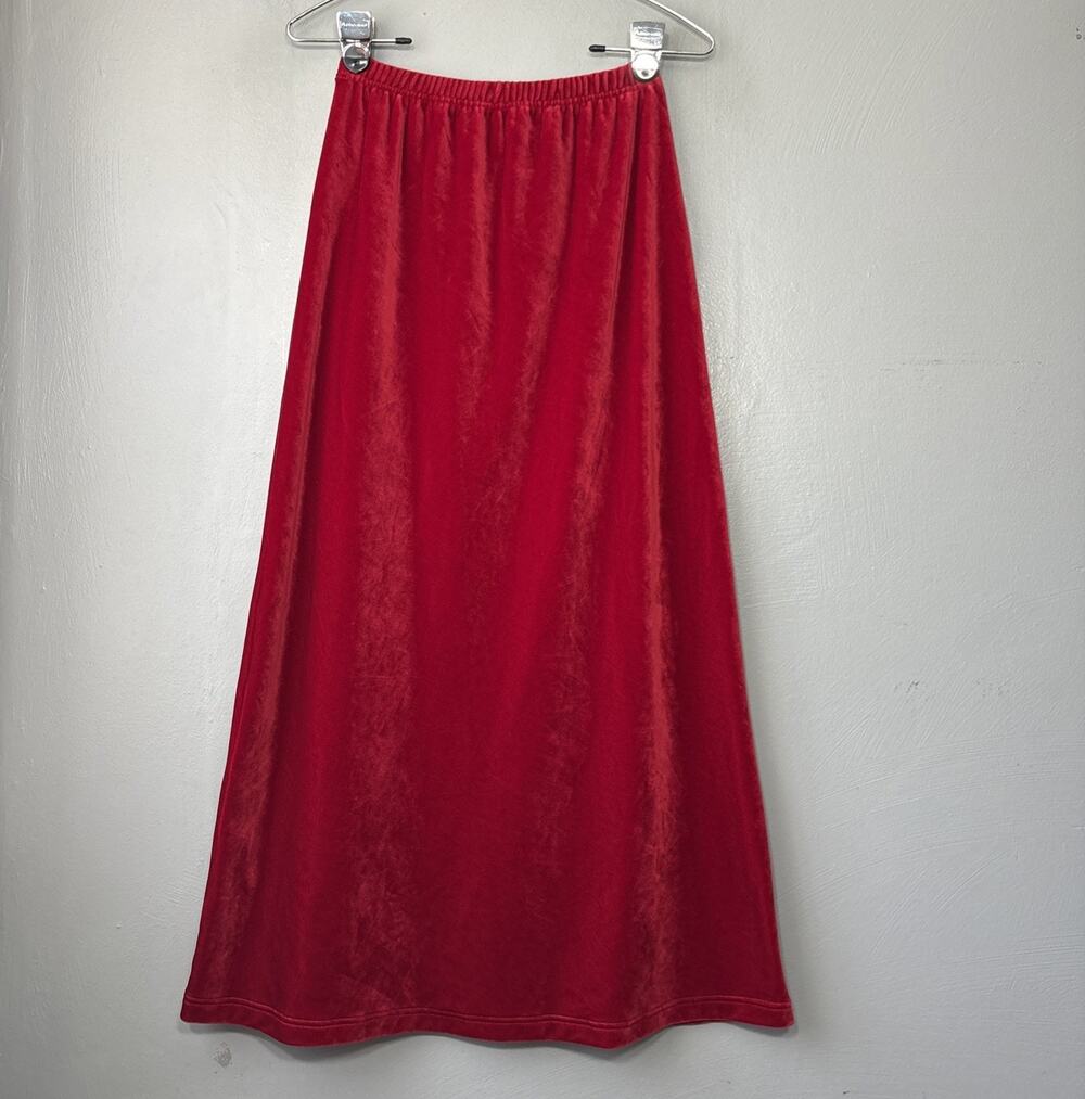 Vintage Long Red Velvet Skirt Juniors M Fits Size XS Maxi A-line Whimsigoth Y2K